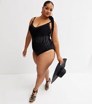 New Look Pool Party Ready Black Embellished Swimsuit